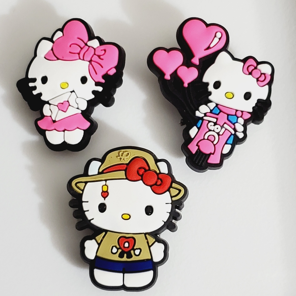 Crocs Hello kitty jibbitz shoe Charms set of 3 safari love letter hearts bike